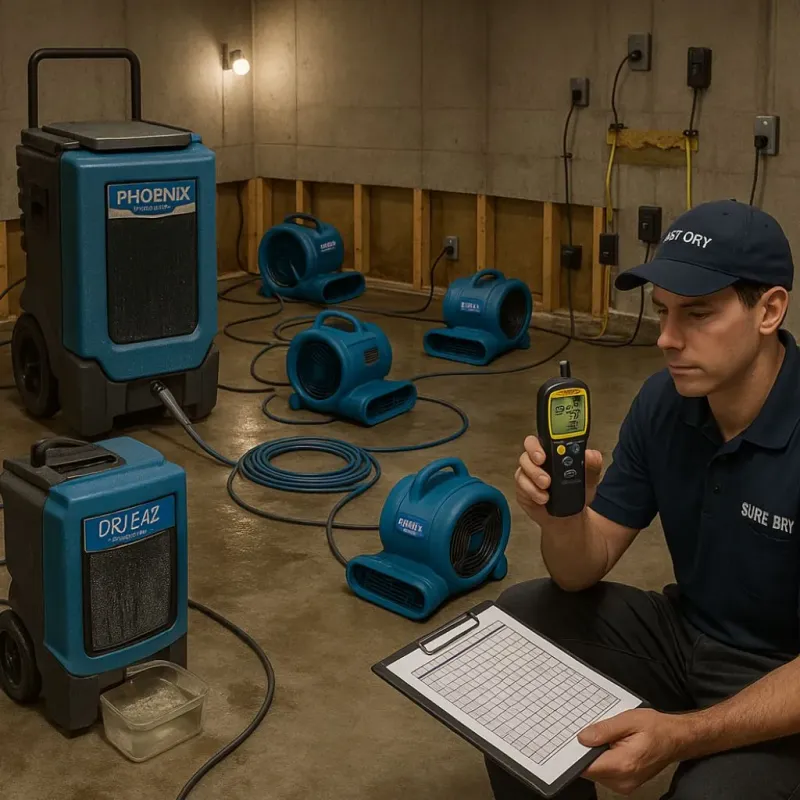 Structural Drying and Dehumidification process in Feather Sound, FL